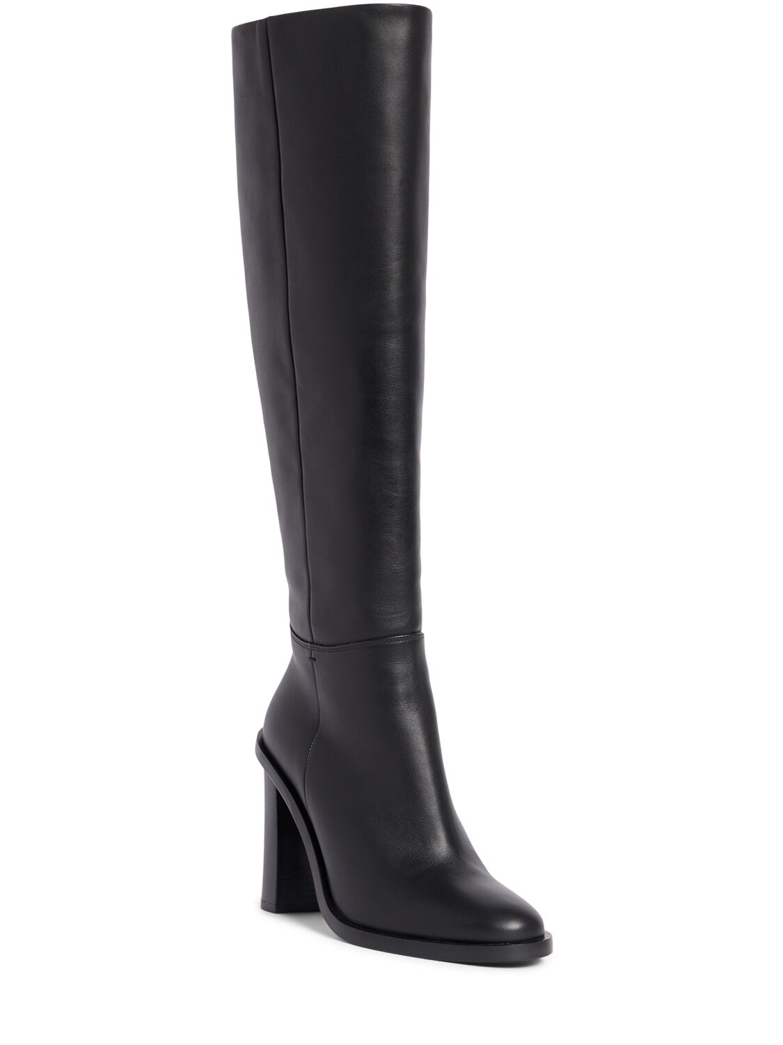 Shop Max Mara 80mm Leather Tall Boots In Black