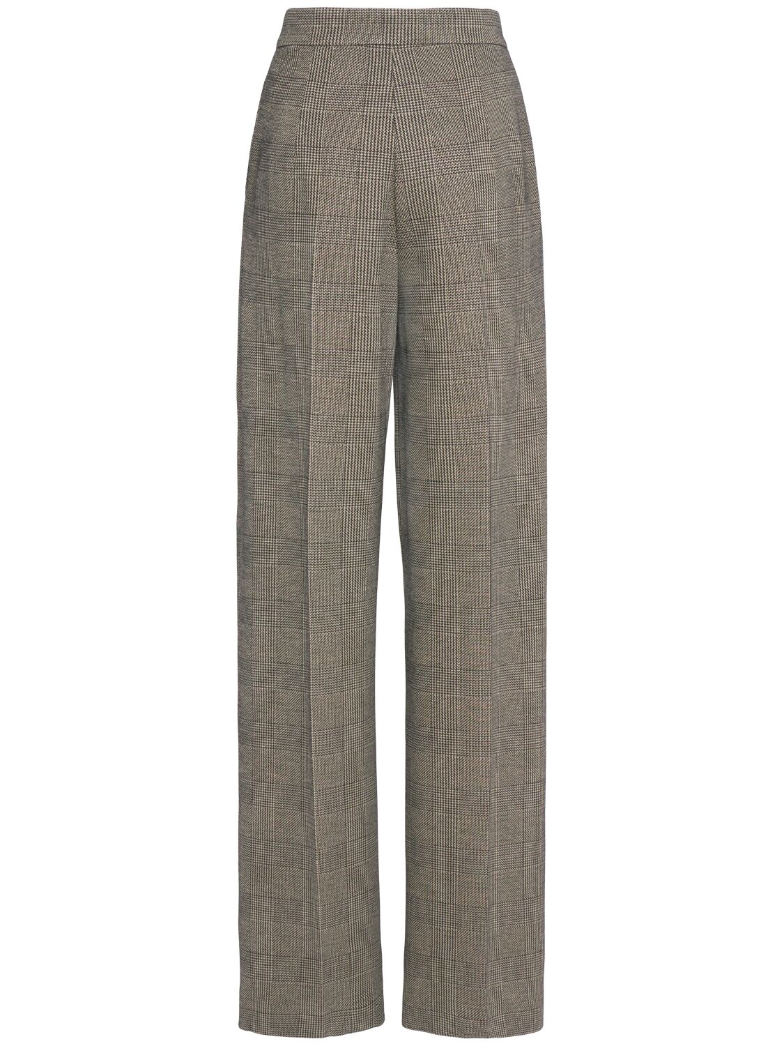 Shop Max Mara Cognac Wool Blend Jacquard Wide Pants In Grey/multi