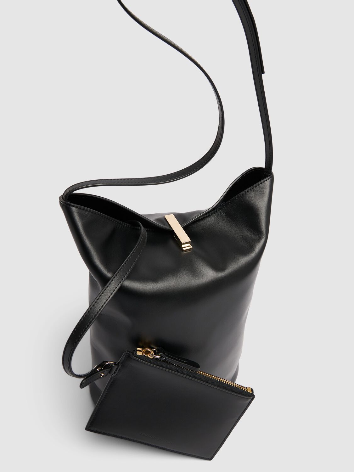 Shop Loulou Studio Cate Leather Bucket Bag In Black