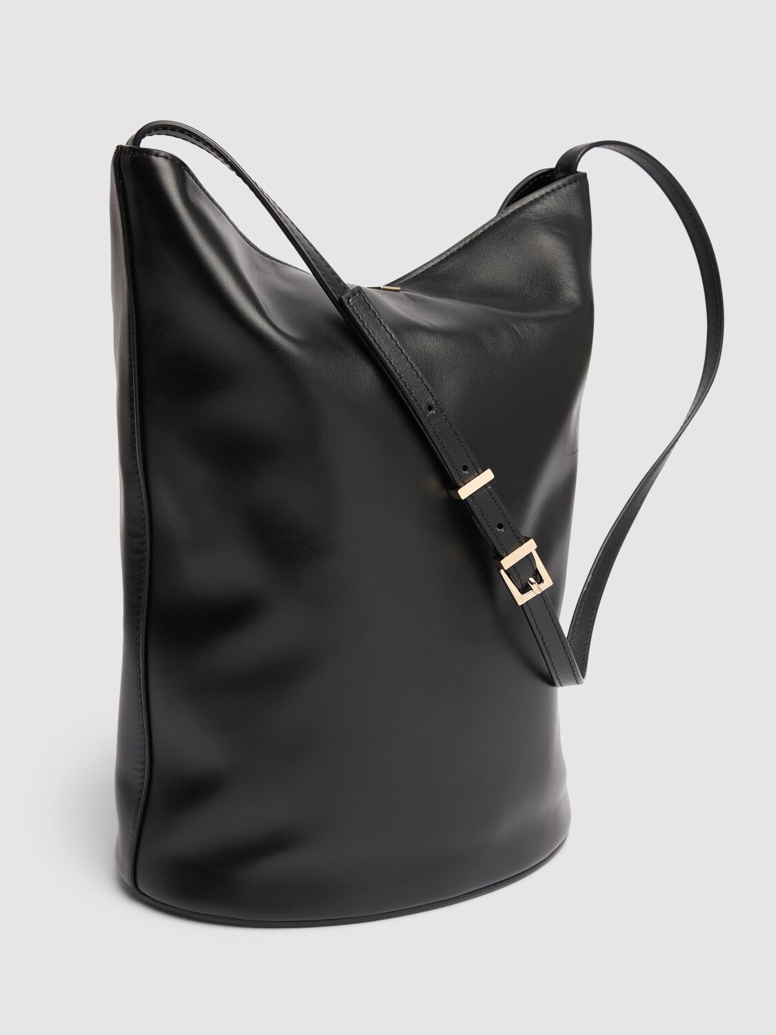 Shop Loulou Studio Cate Leather Bucket Bag In Black