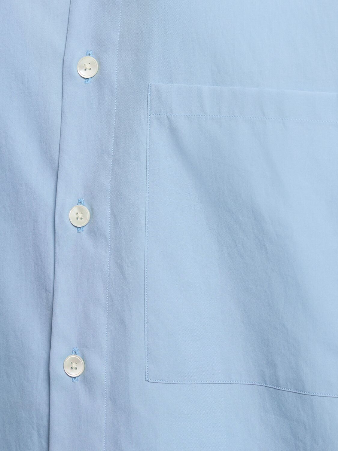 Shop Auralee Oversize Cotton Twill S/s Shirt In Blue