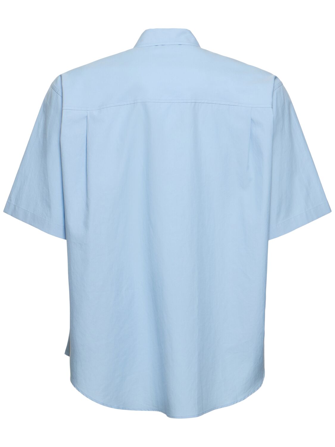 Shop Auralee Oversize Cotton Twill S/s Shirt In Blue