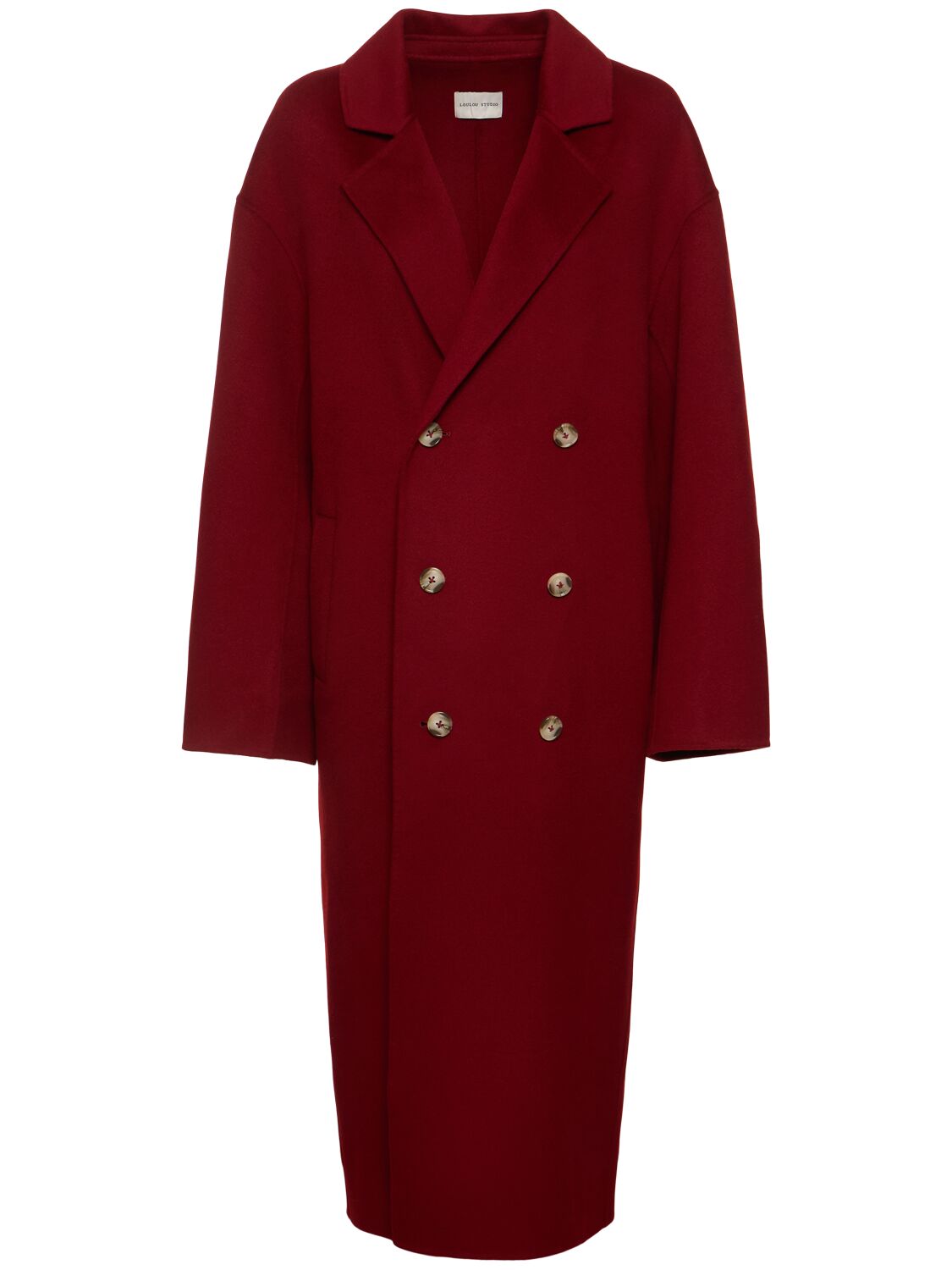 Loulou Studio Borneo Double Breast Wool Long Coat In Red