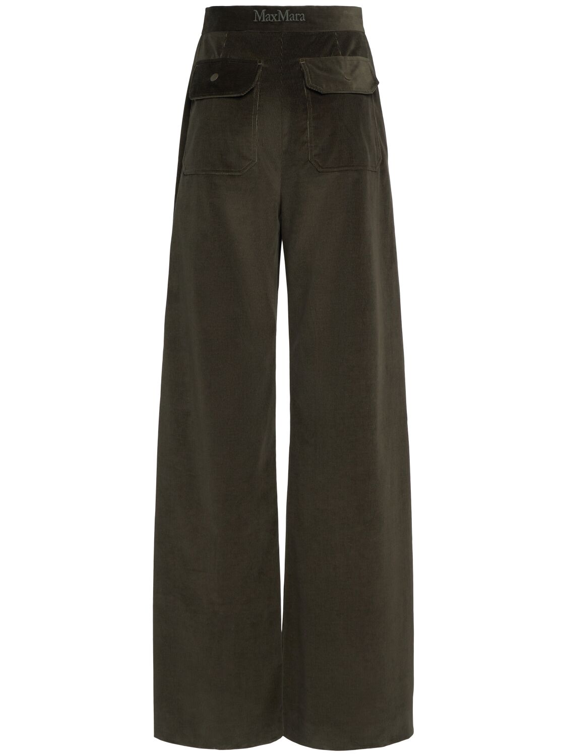 Shop Max Mara Tritone Velvet Wide Leg Pants In Dark Khaki