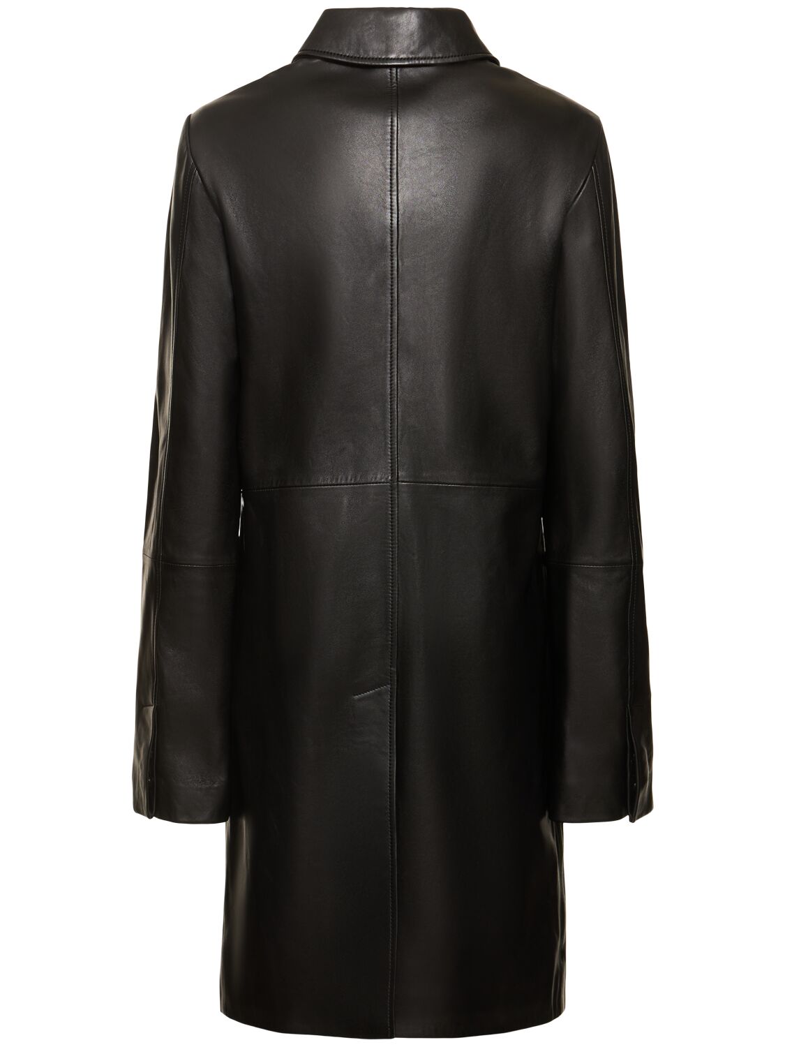 Shop Loulou Studio Gilo Leather Midi Coat In Black