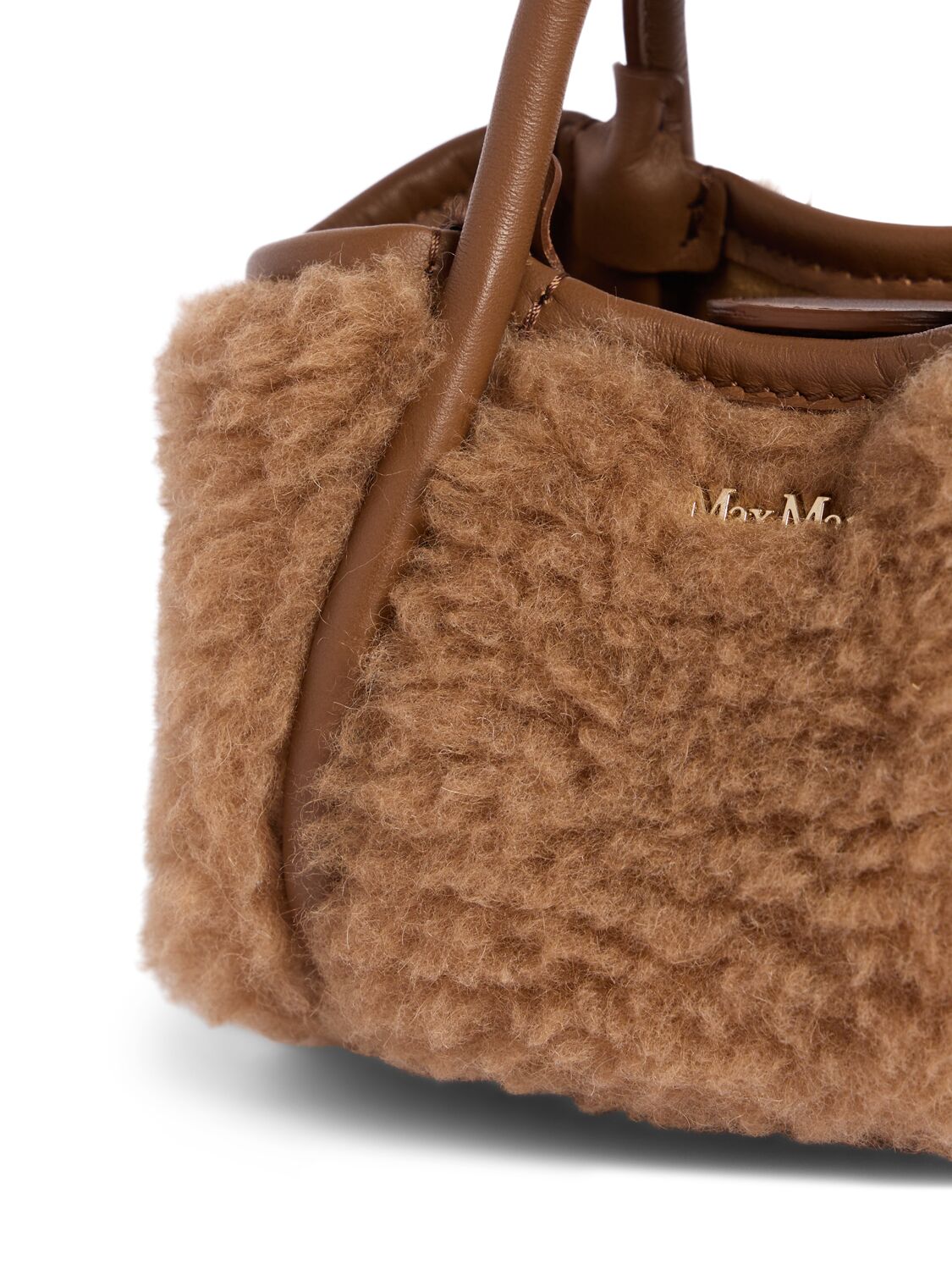 Shop Max Mara Xxs Tmarin Teddy Top Handle Bag In Cammello