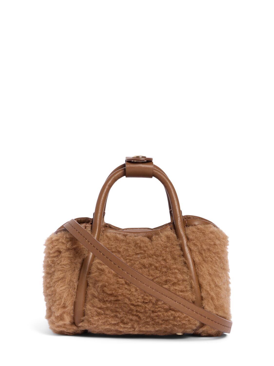 Shop Max Mara Xxs Tmarin Teddy Top Handle Bag In Cammello