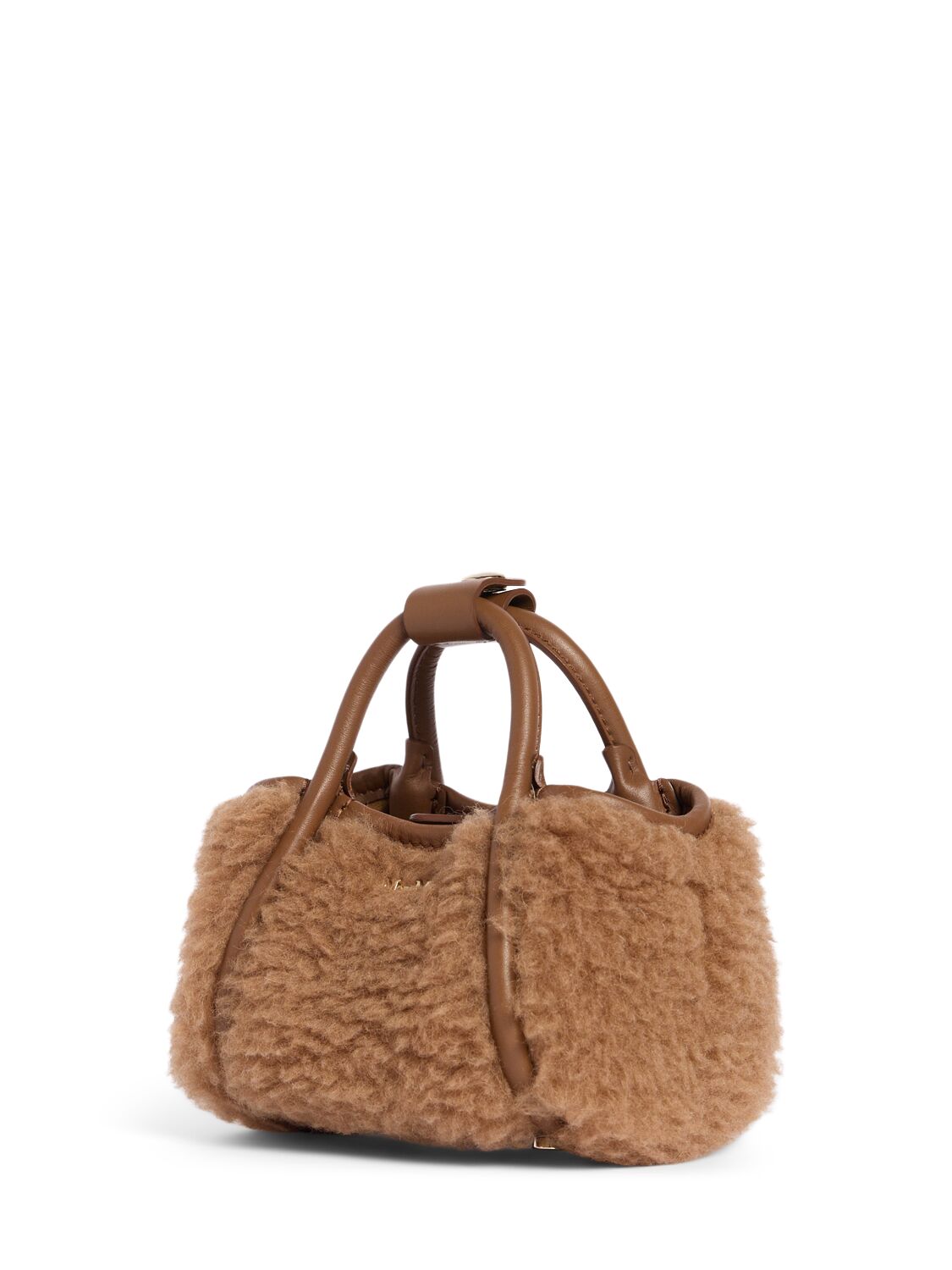 Shop Max Mara Xxs Tmarin Teddy Top Handle Bag In Cammello