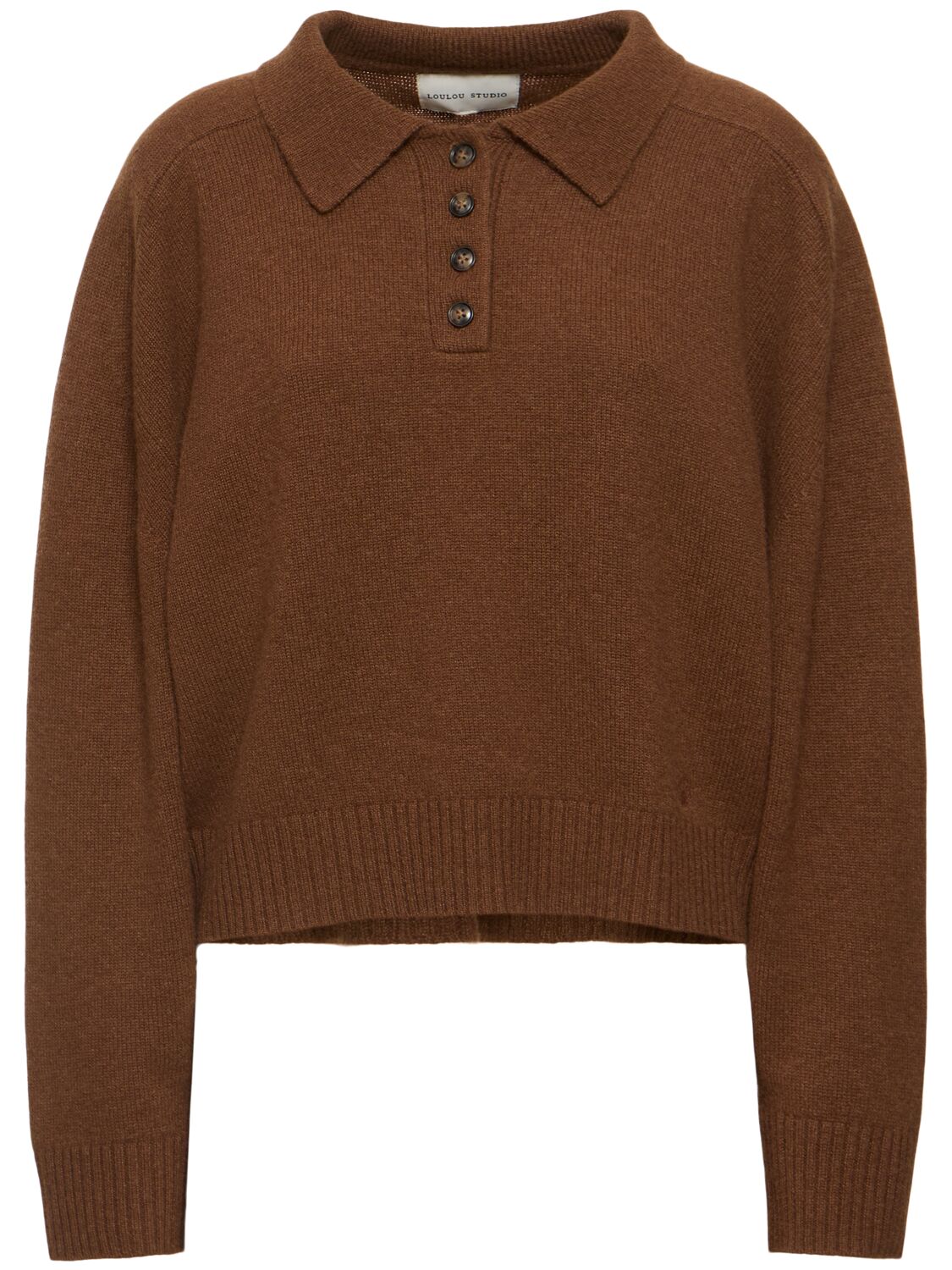 Loulou Studio Homere Cashmere Polo Sweater In Brown