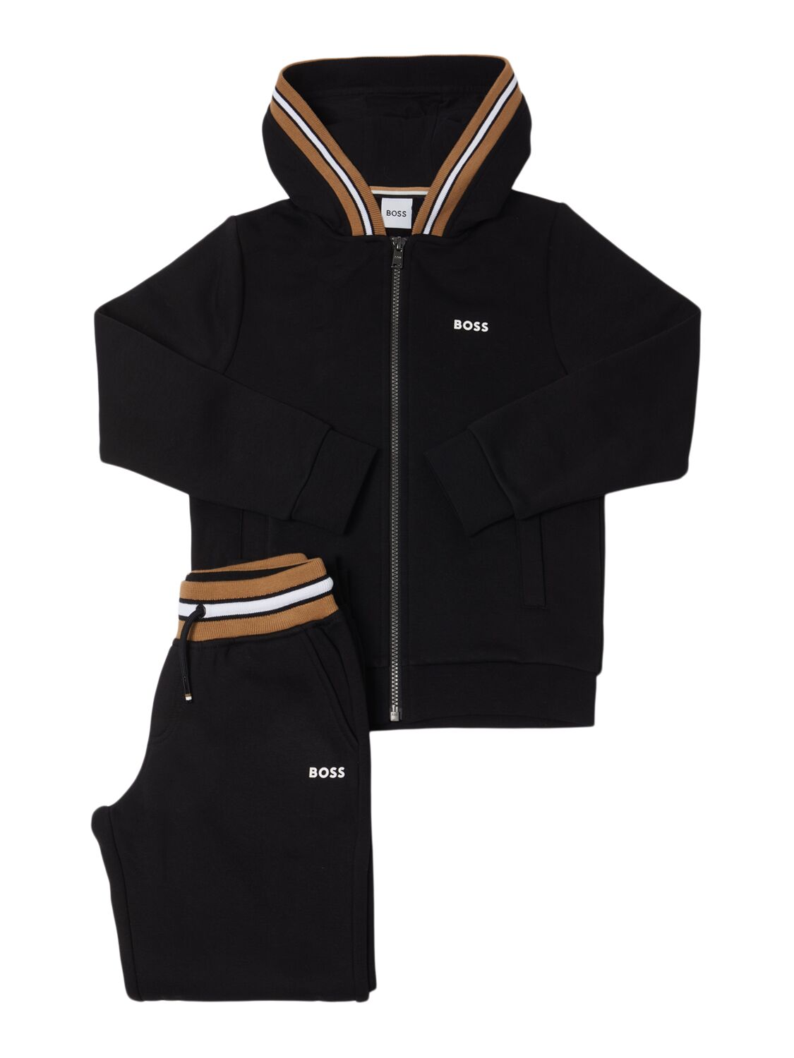 Hugo Boss Cotton Blend Zip Sweatshirt & Sweatpants In Black