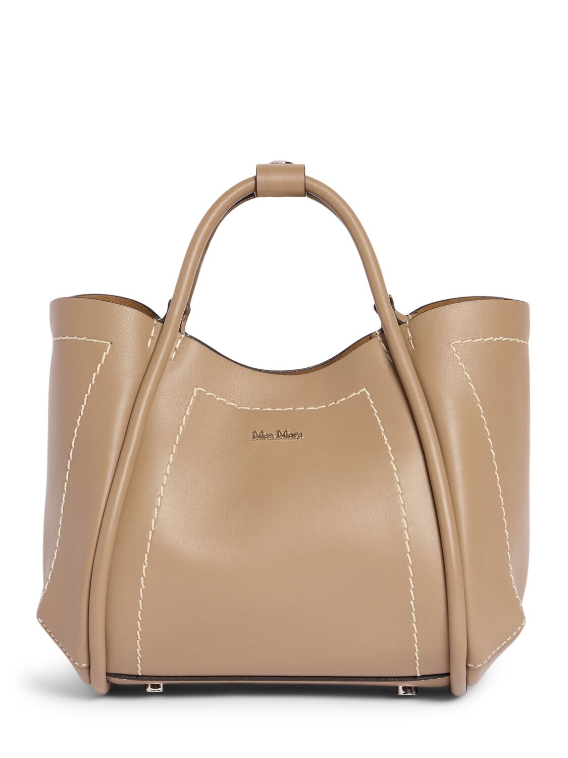 Max Mara Xs Marin Smooth Leather Bag In Clay