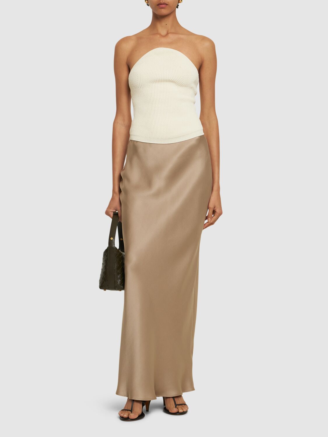KHAITE JERICHO STRAPLESS KNITTED VISCOSE TOP 