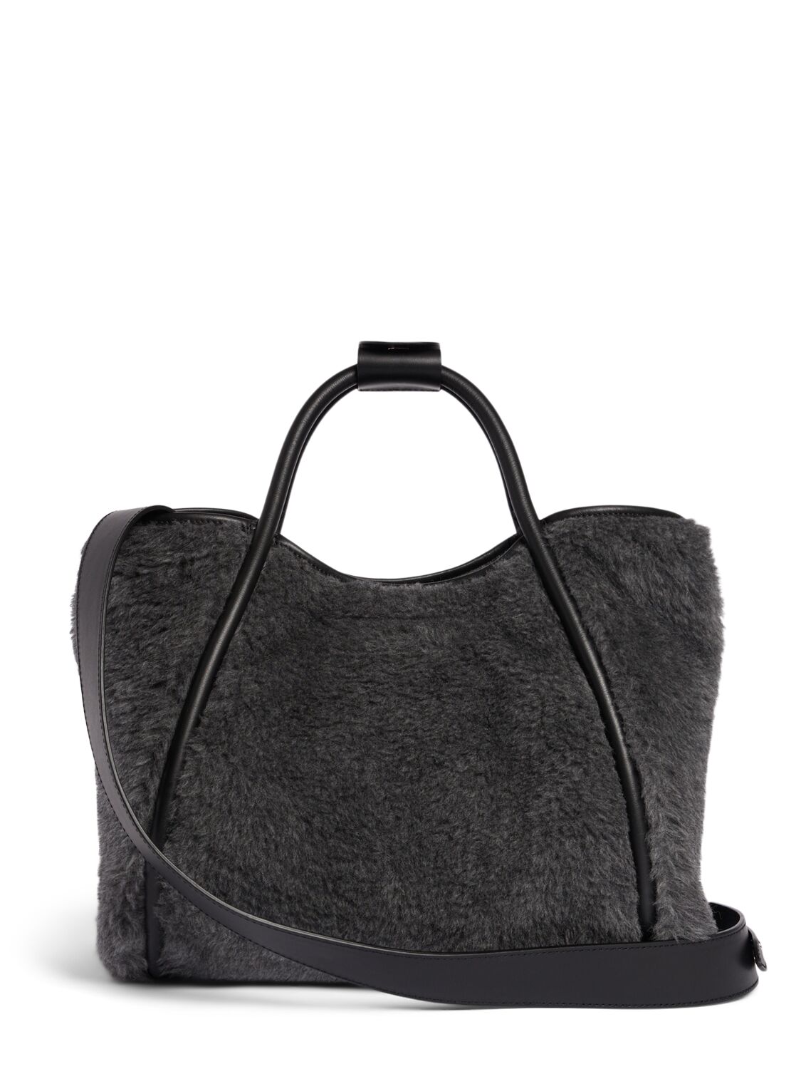 Shop Max Mara Xs Tmarin1 Teddy Top Handle Bag In Black