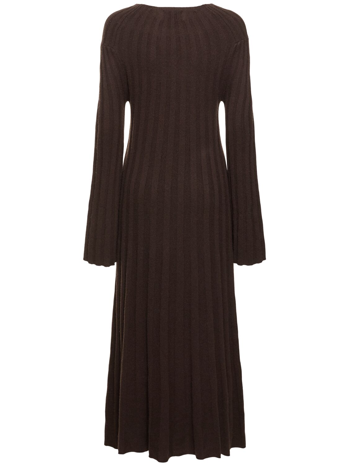 Shop Loulou Studio Irma Ribbed Knit Wool Midi Dress In Brown