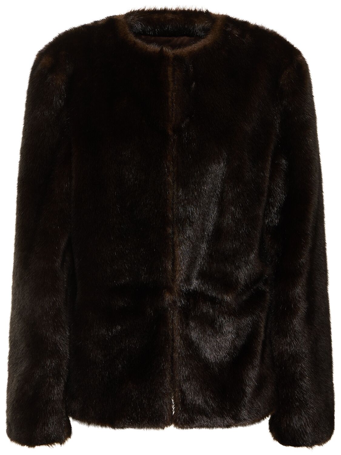 Loulou Studio Calista Faux Fur Short Coat In Black