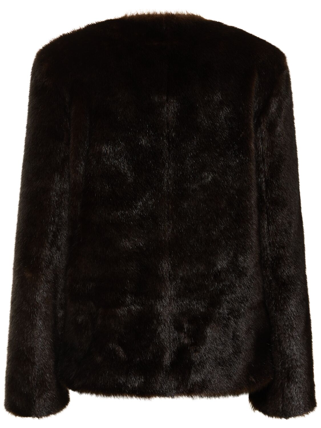 Shop Loulou Studio Calista Faux Fur Short Coat In Dark Brown