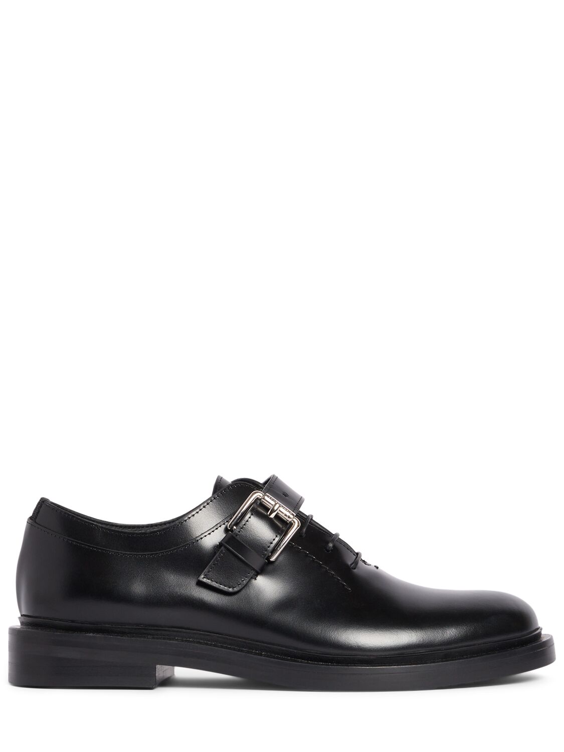 Max Mara 20mm Leather Lace-up Shoes In Black