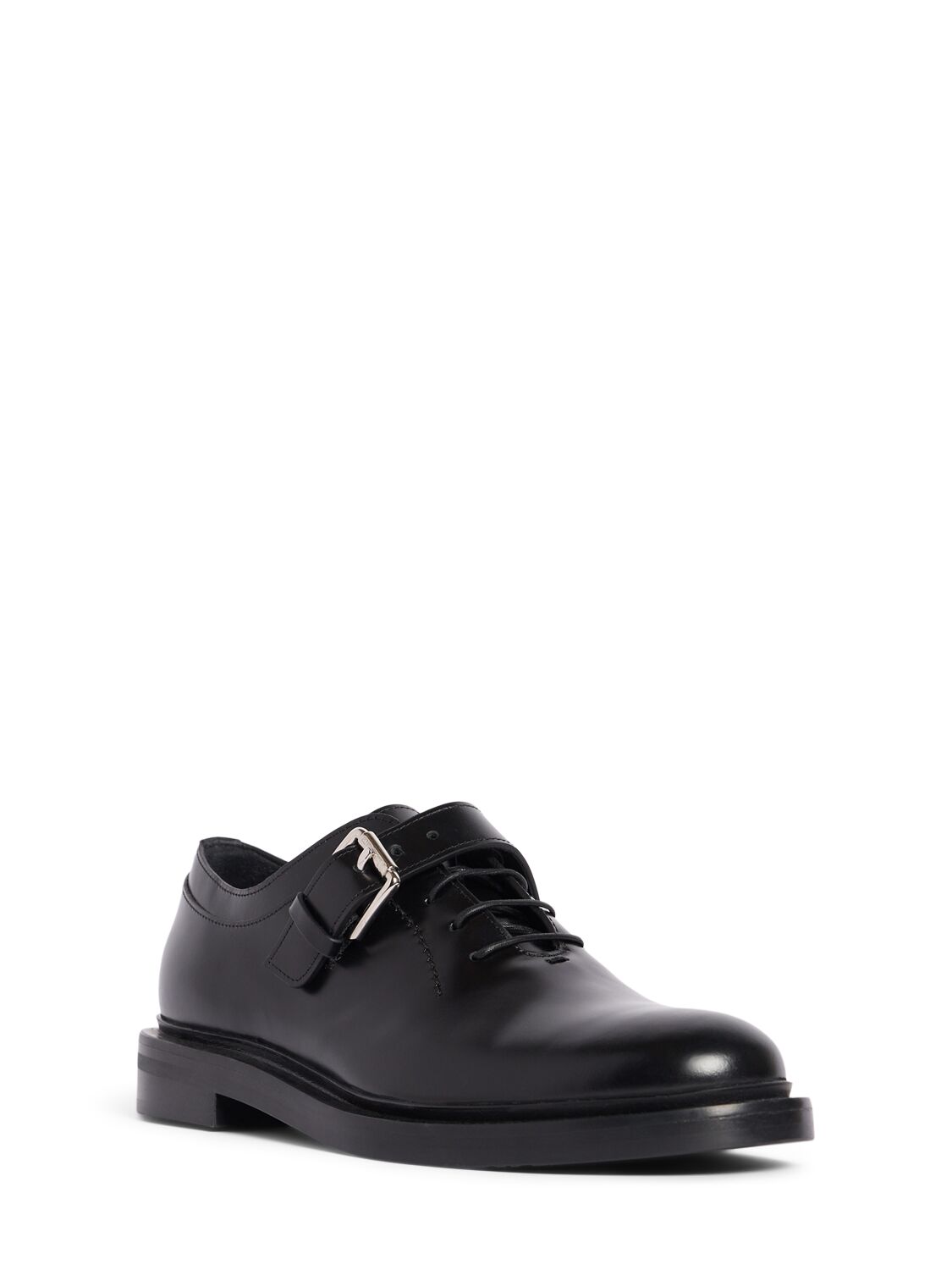 Shop Max Mara 20mm Leather Lace-up Shoes In Black