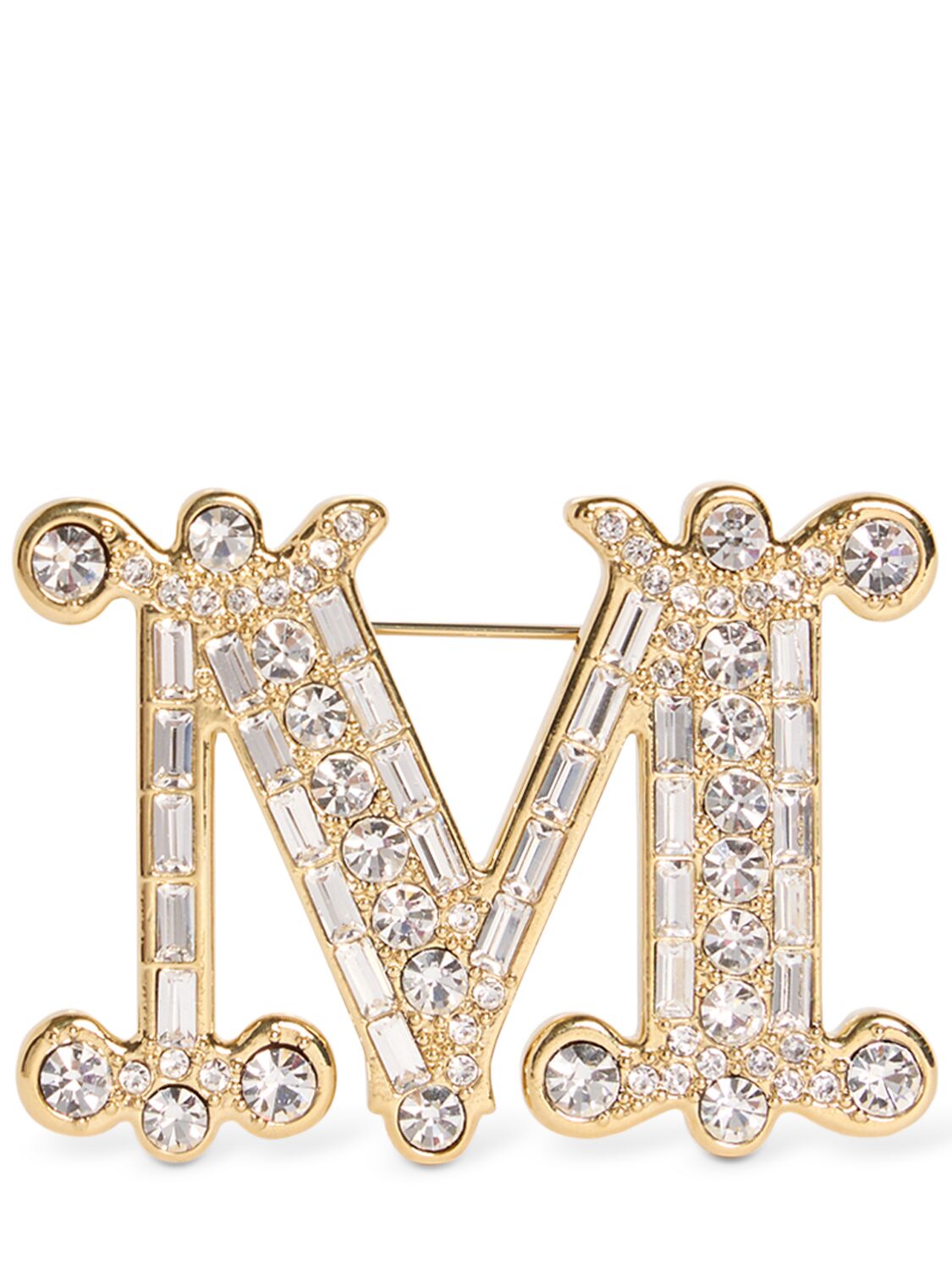 Max Mara Bath2 Crystal Pin In Gold