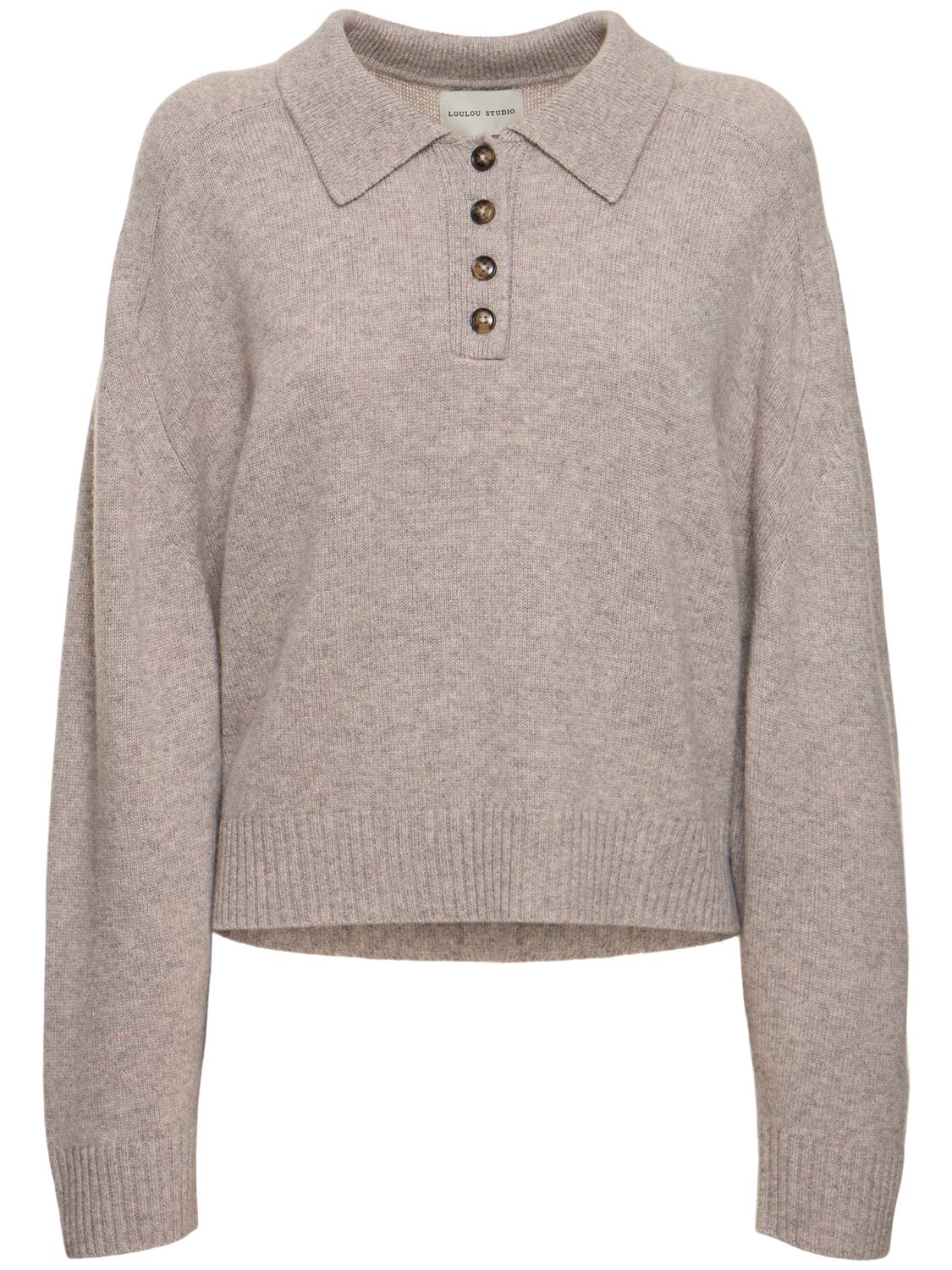 Loulou Studio Homere Cashmere Polo Sweater In Neutral