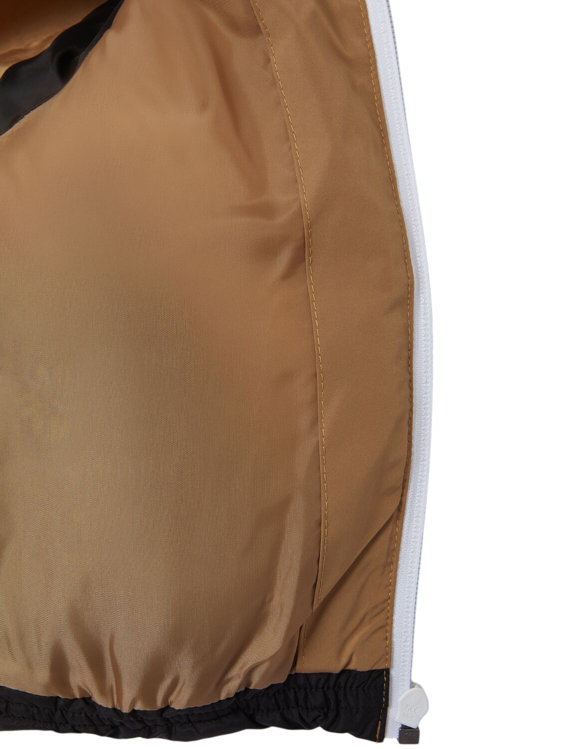 Hugo Boss Hooded Poly Puffer Jacket In Beige/black