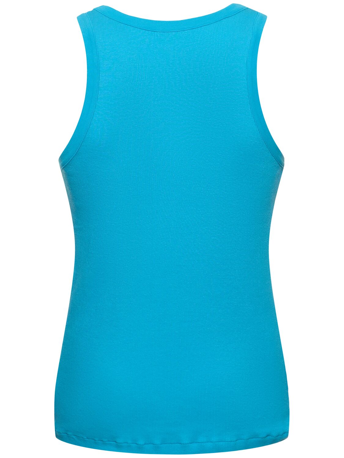 Shop Auralee Organic Cotton Rib Tank Top In Turquoise