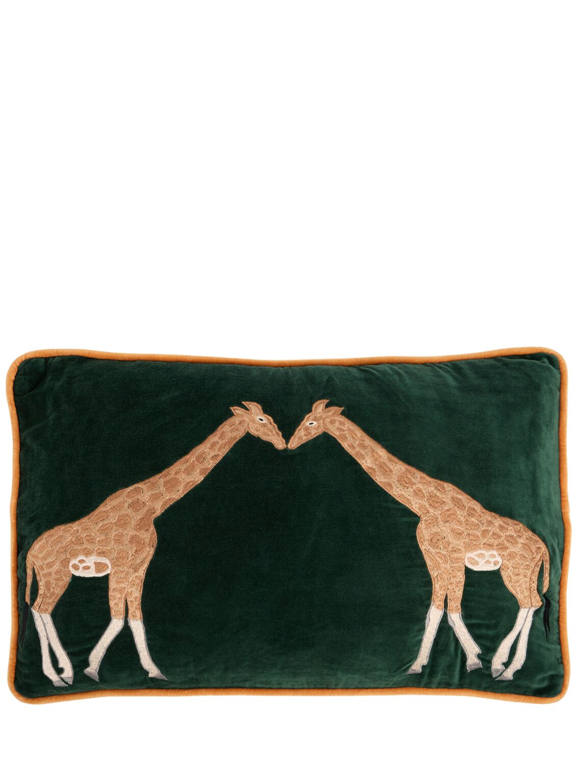 Les Ottomans Embroidered Velvet Cushion In Green