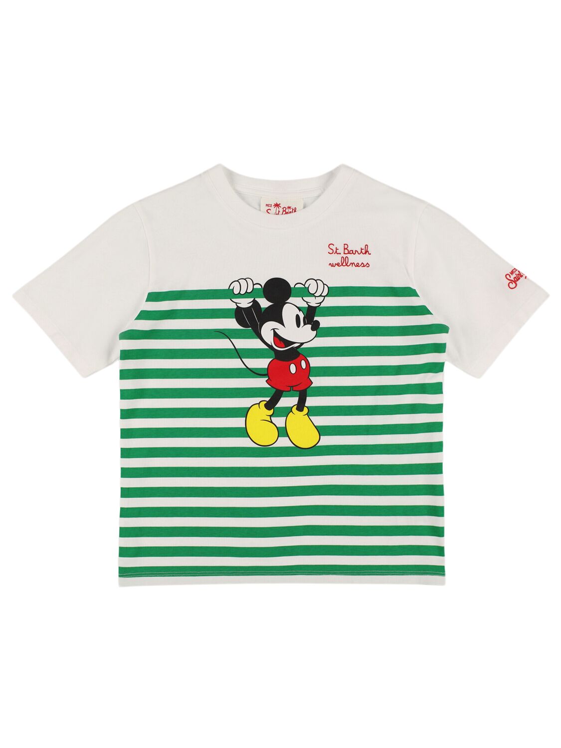 Mc2 Saint Barth Mickey Mouse Print Cotton Jersey T-shirt In White