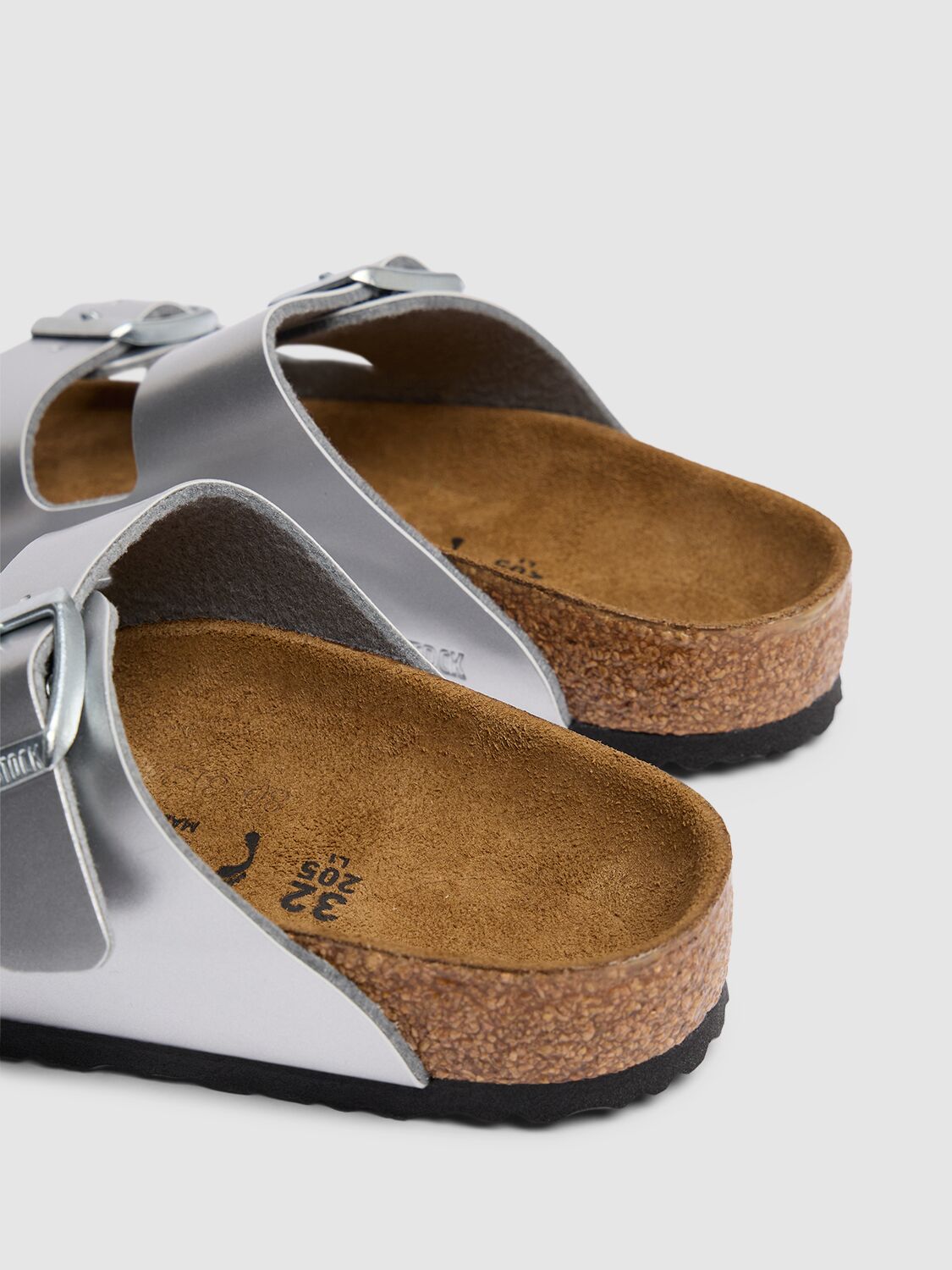 Shop Birkenstock Arizona Faux Leather Sandals In Silver