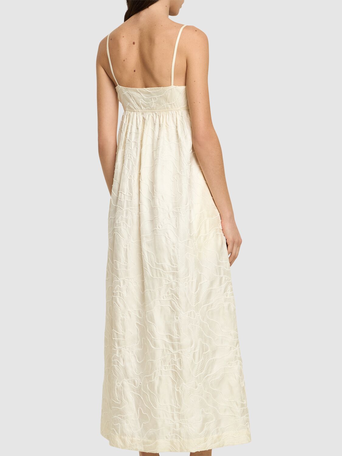 LOULOU STUDIO CAVOLA EMBROIDERED SILK LONG DRESS 