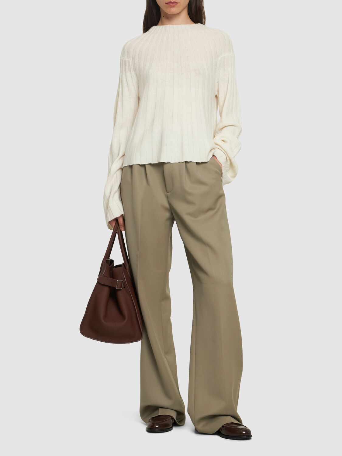 Loulou Studio Koro Ribbed Knit Wool Blend Sweater In Ivory