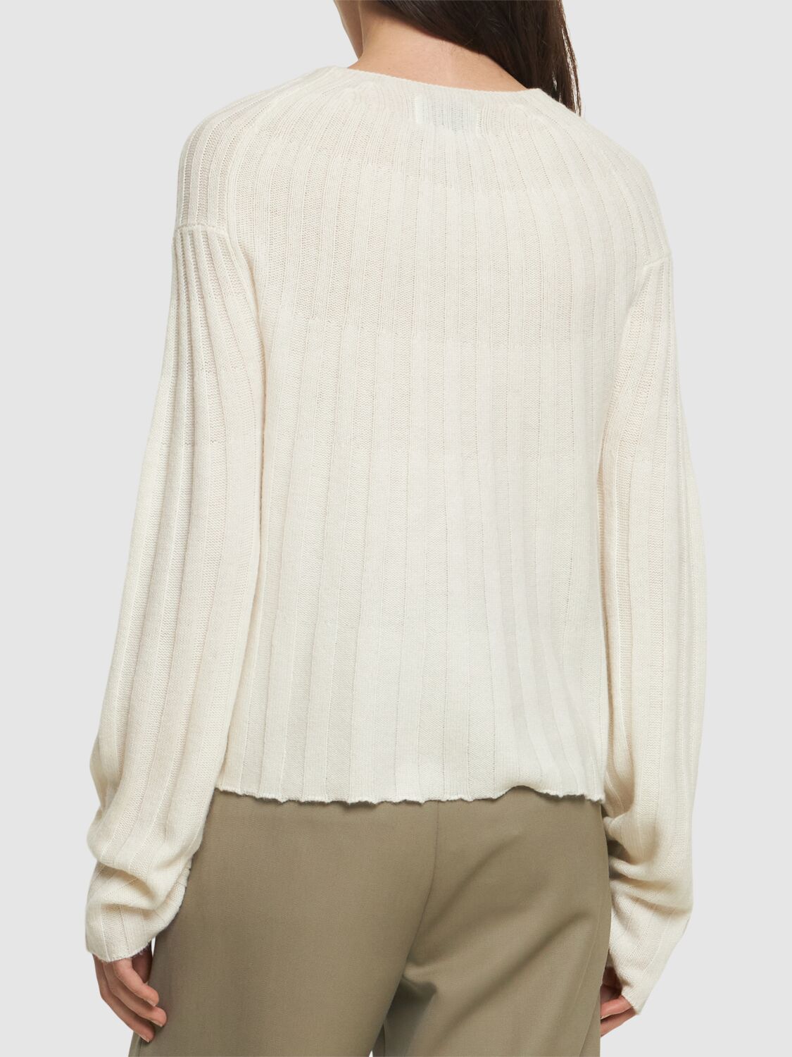 Loulou Studio Koro Ribbed Knit Wool Blend Sweater In Ivory