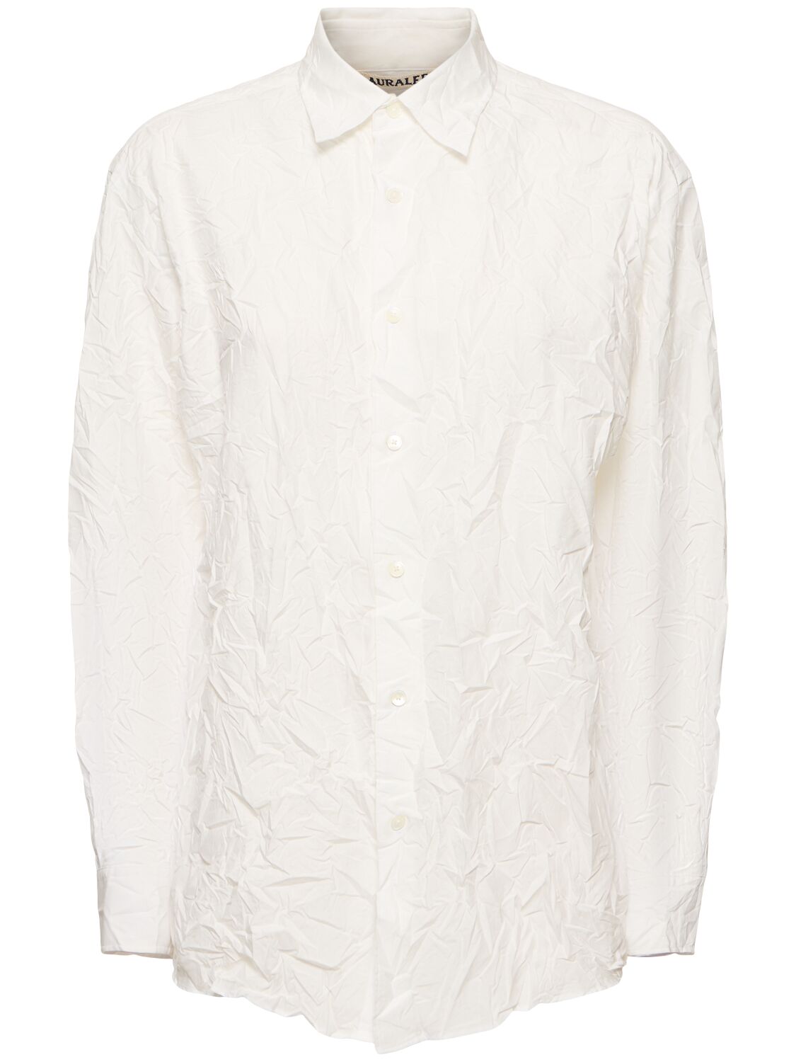 Auralee Wrinkled Cotton Twill Shirt In White