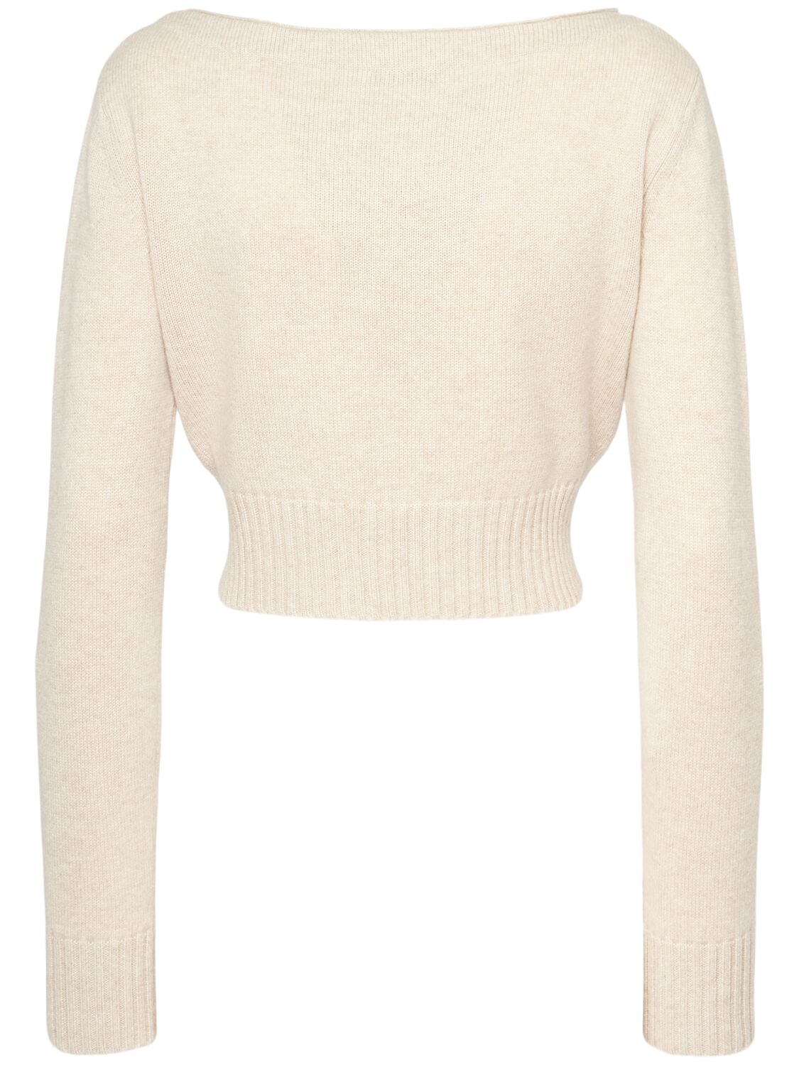 Max Mara Angri Rib Knit Wool Crop Sweater In Beige