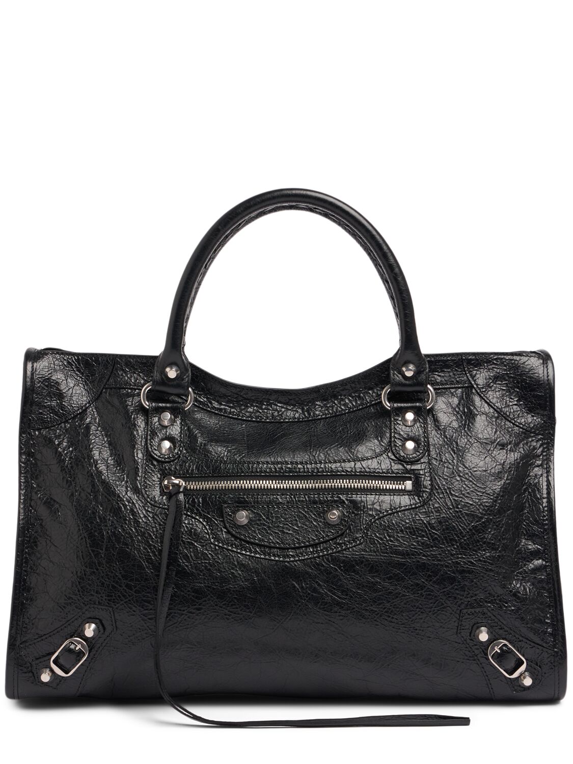 Balenciaga Medium Le City Leather Shoulder Bag In Black
