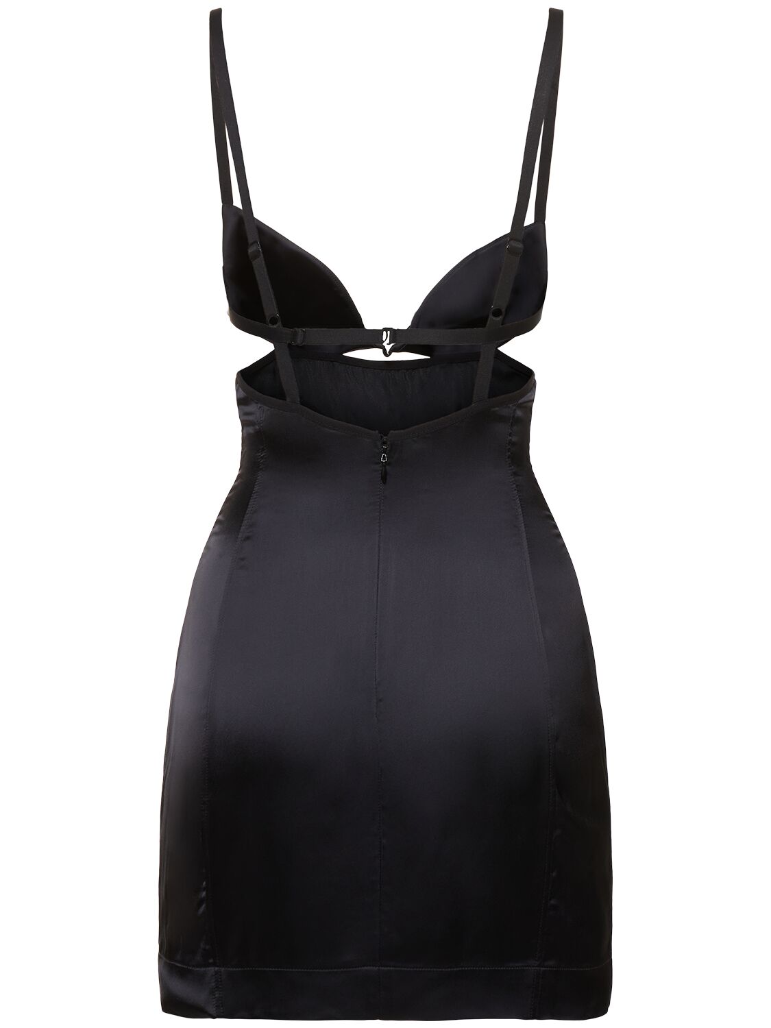 Shop Nensi Dojaka Double Petal Satin Mini Dress In Black
