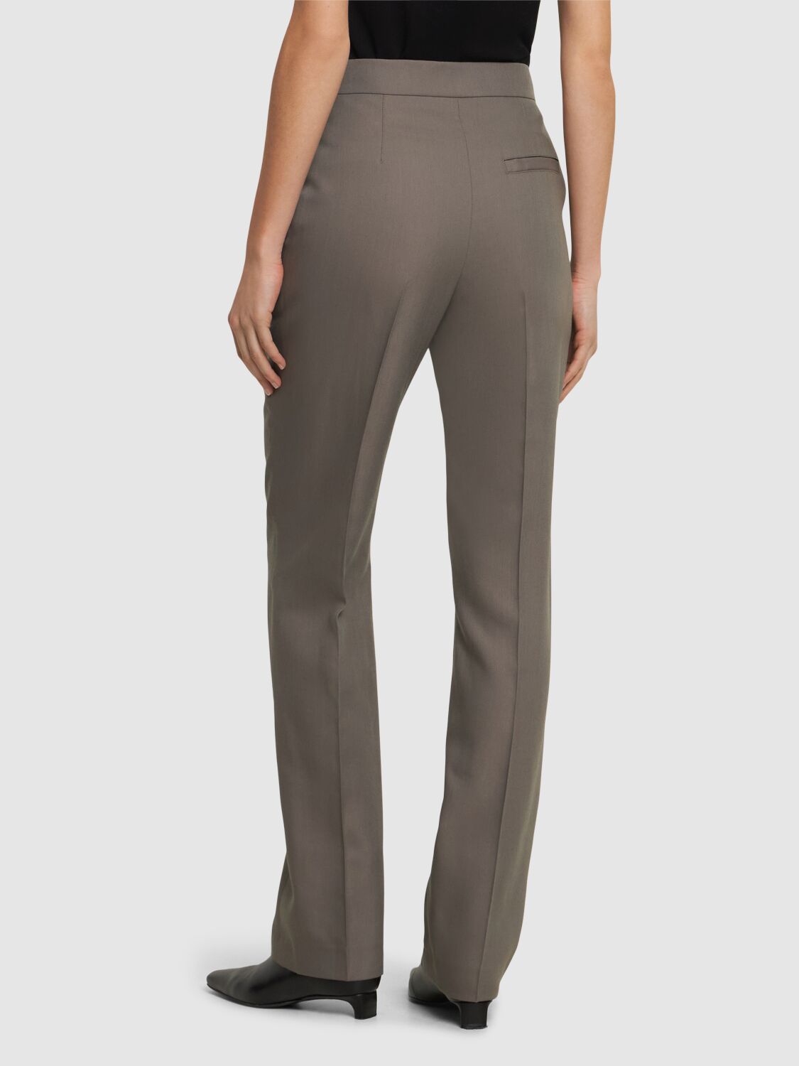 Shop Loulou Studio Kallisto High Rise Wool Straight Pants In Grey