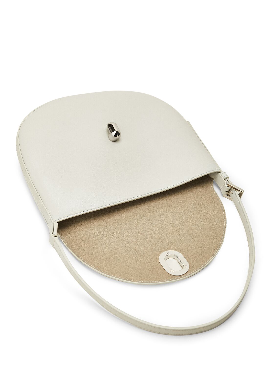 Shop Savette The Small Tondo Smooth Leather Hobo Bag In Ivory