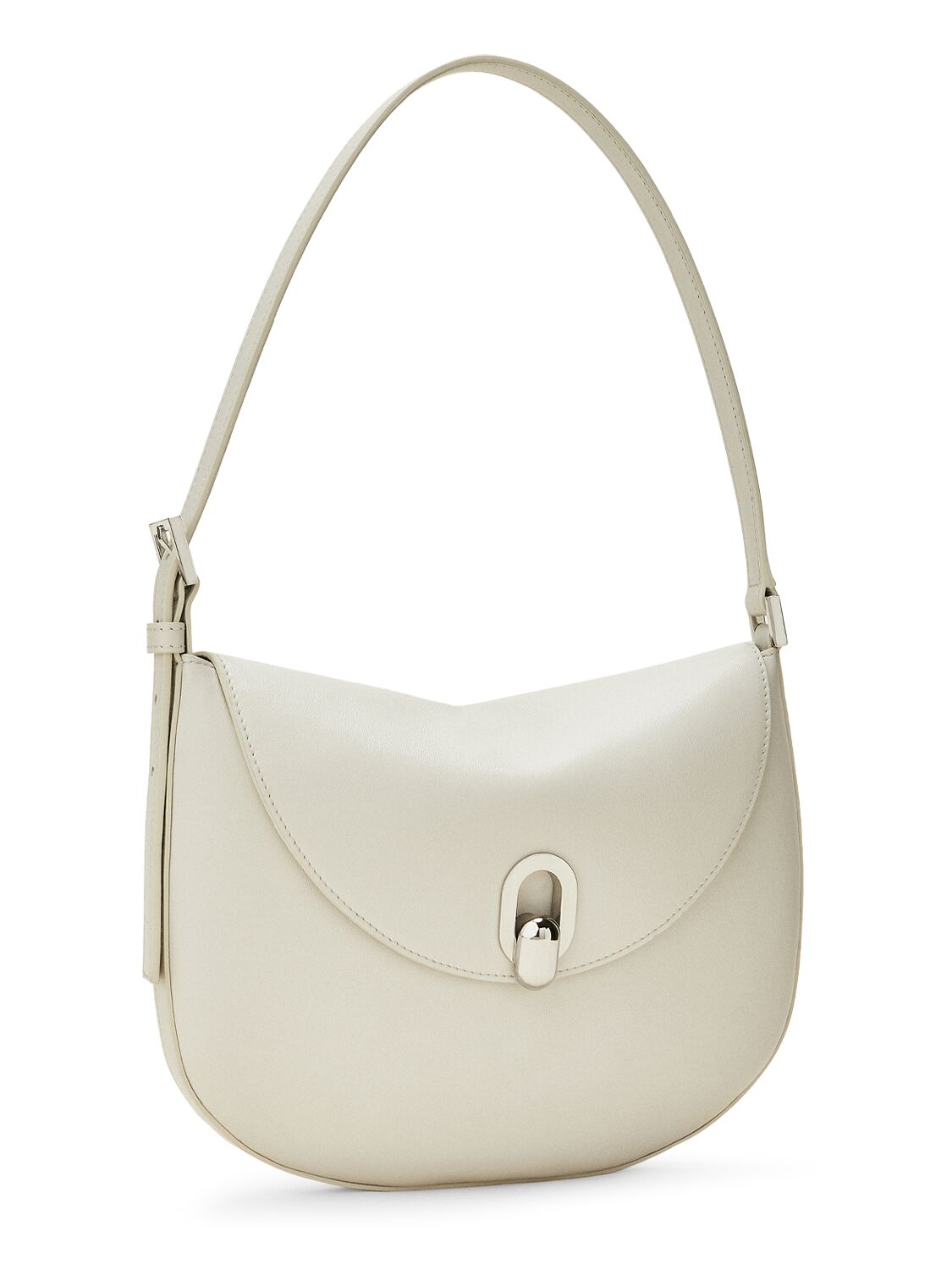 Shop Savette The Small Tondo Smooth Leather Hobo Bag In Ivory