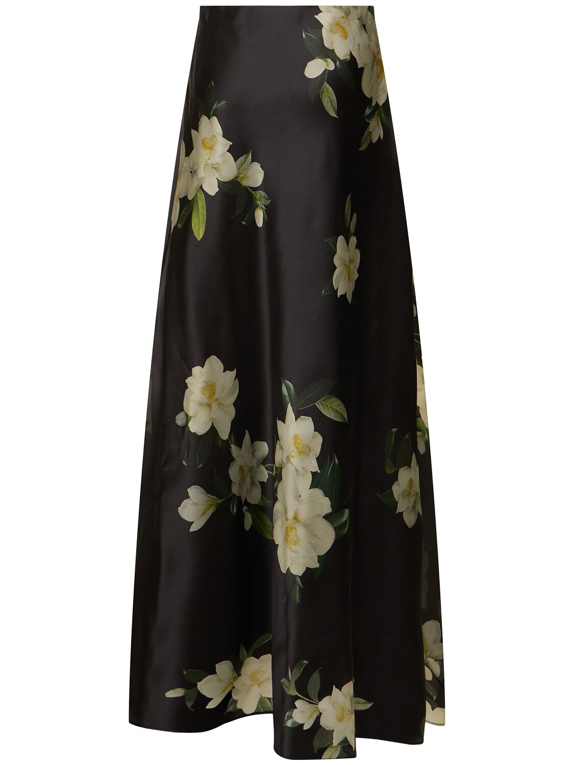 Shop Zimmermann Harmony Floral Flared Silk Maxi Skirt In Multi,black