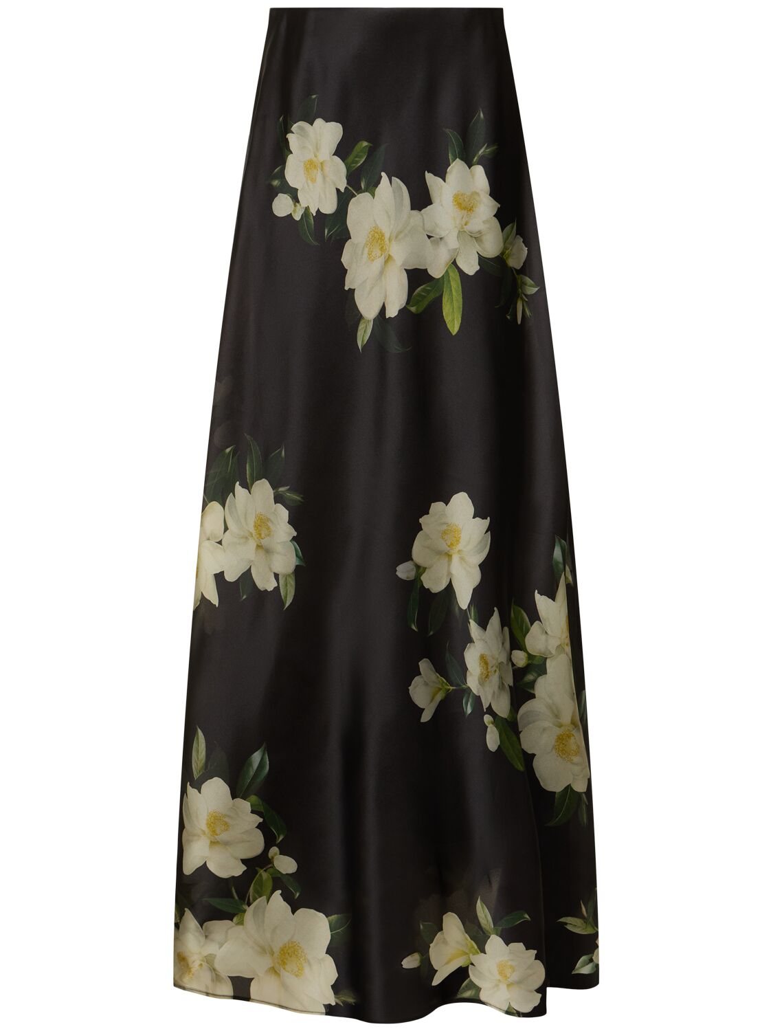 Harmony Floral Flared Silk Maxi Skirt