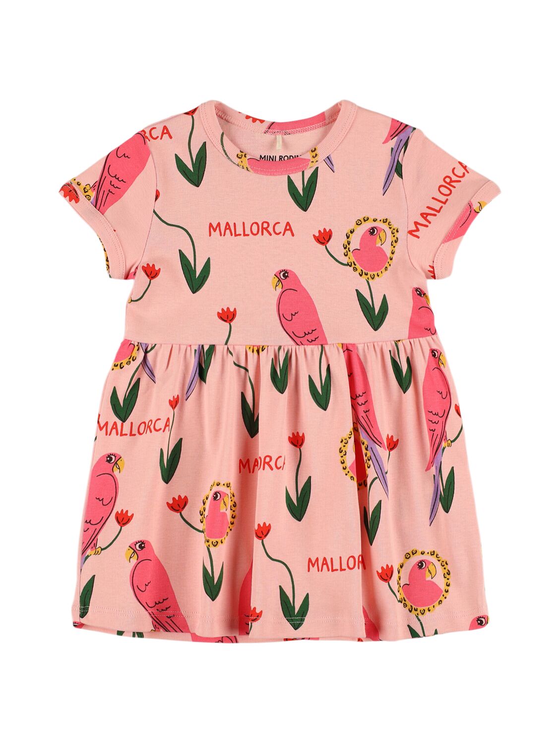 Mini Rodini Kids' Printed Organic Cotton Jersey Dress In Pink