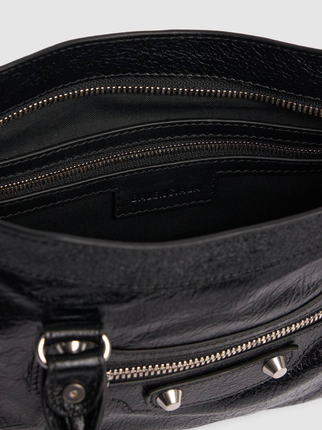 Shop Balenciaga Small Le City Leather Shoulder Bag In Black