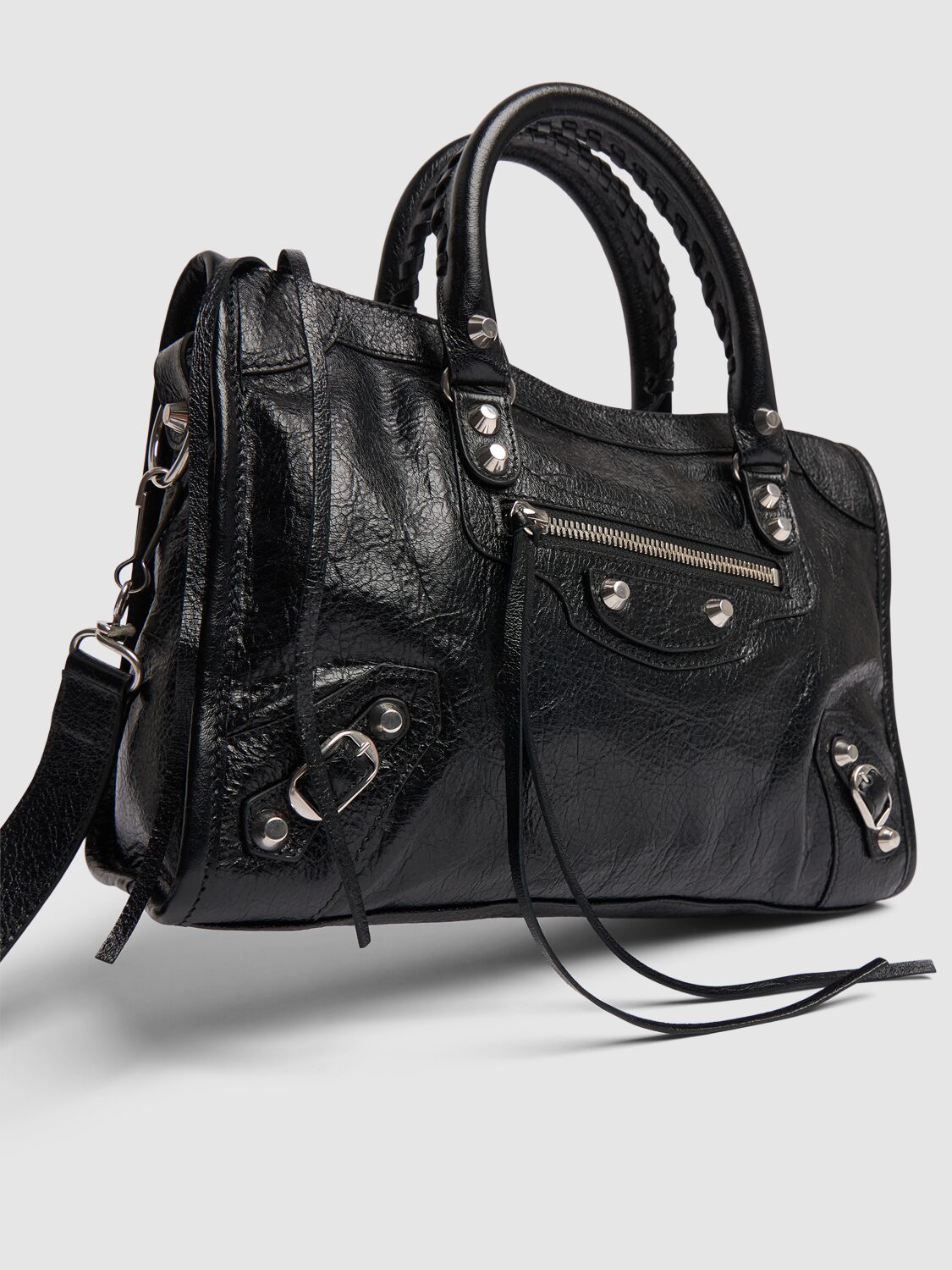 Shop Balenciaga Small Le City Leather Shoulder Bag In Black