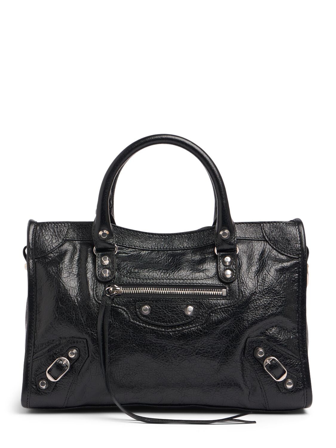 Balenciaga Small Le City Leather Shoulder Bag In Black