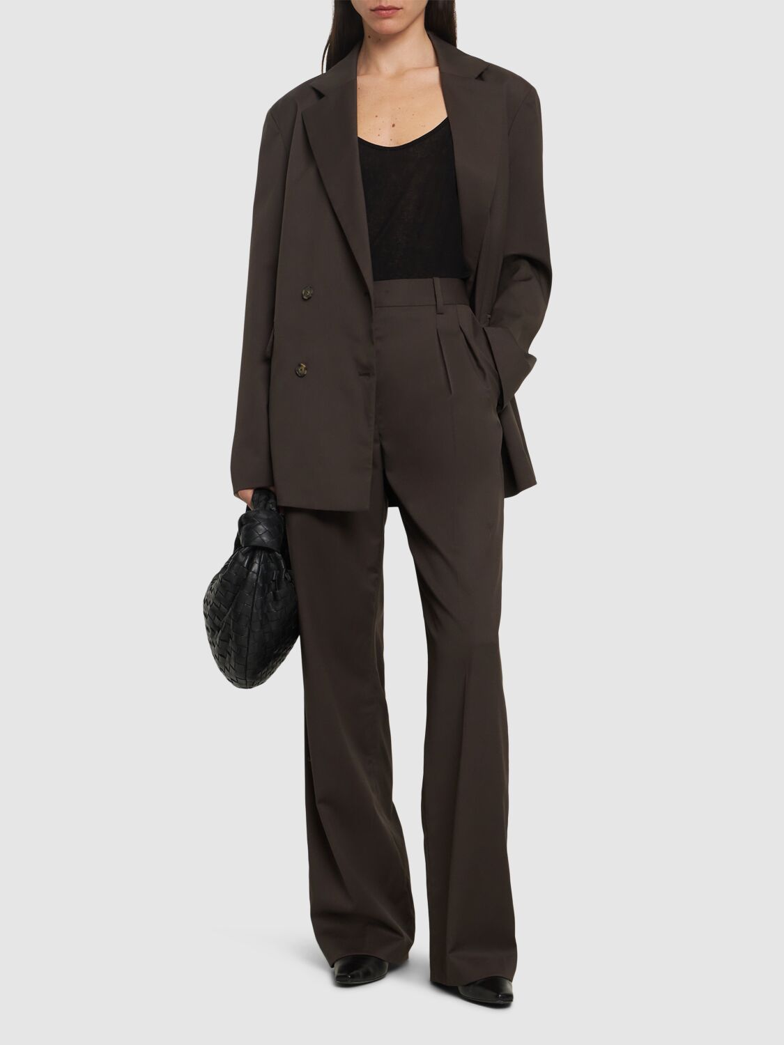 Shop Loulou Studio Sbiru Wool Flared Pants In Brown