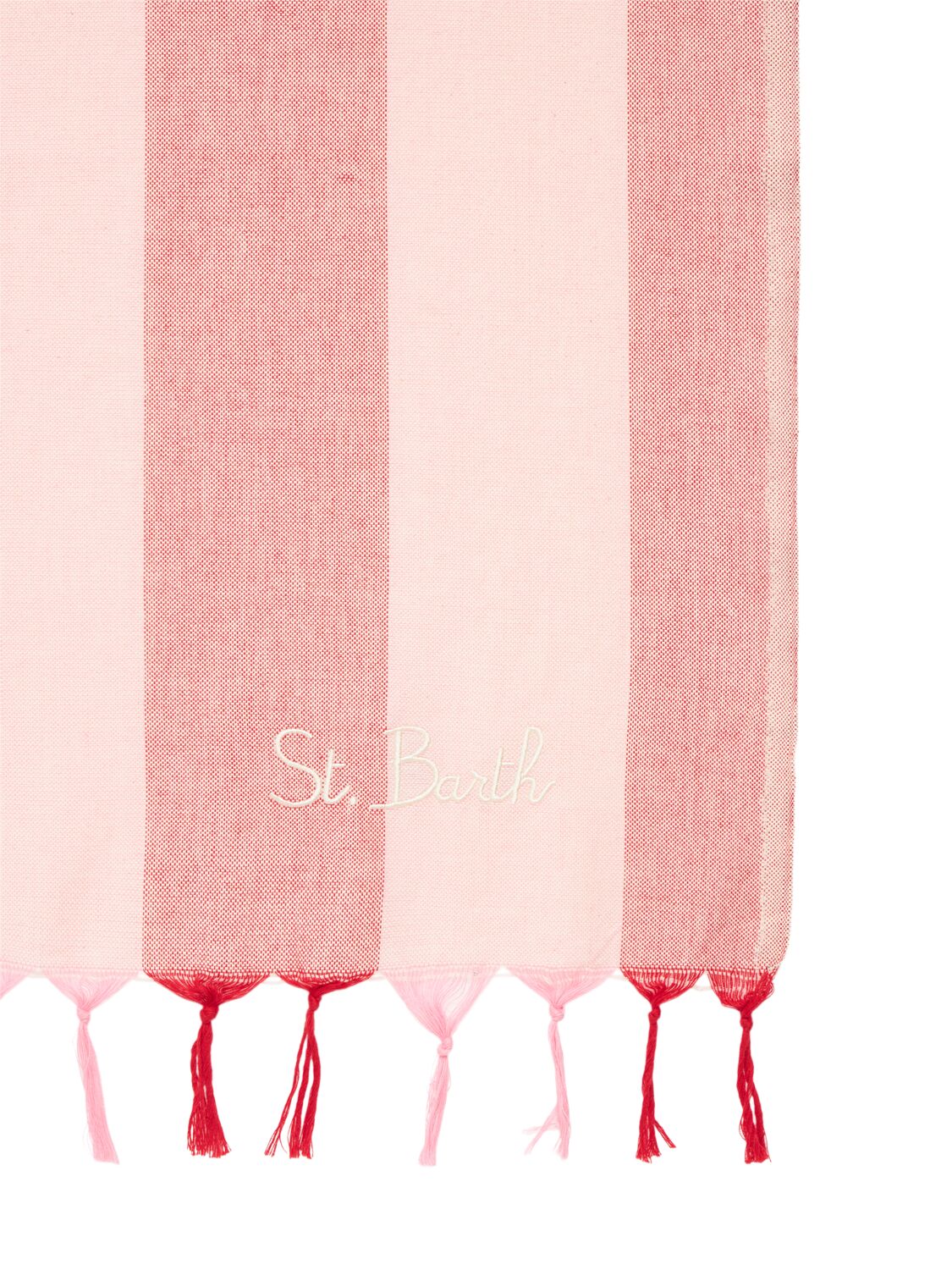 Shop Mc2 Saint Barth Logo Striped Cotton Towel In Red/pink