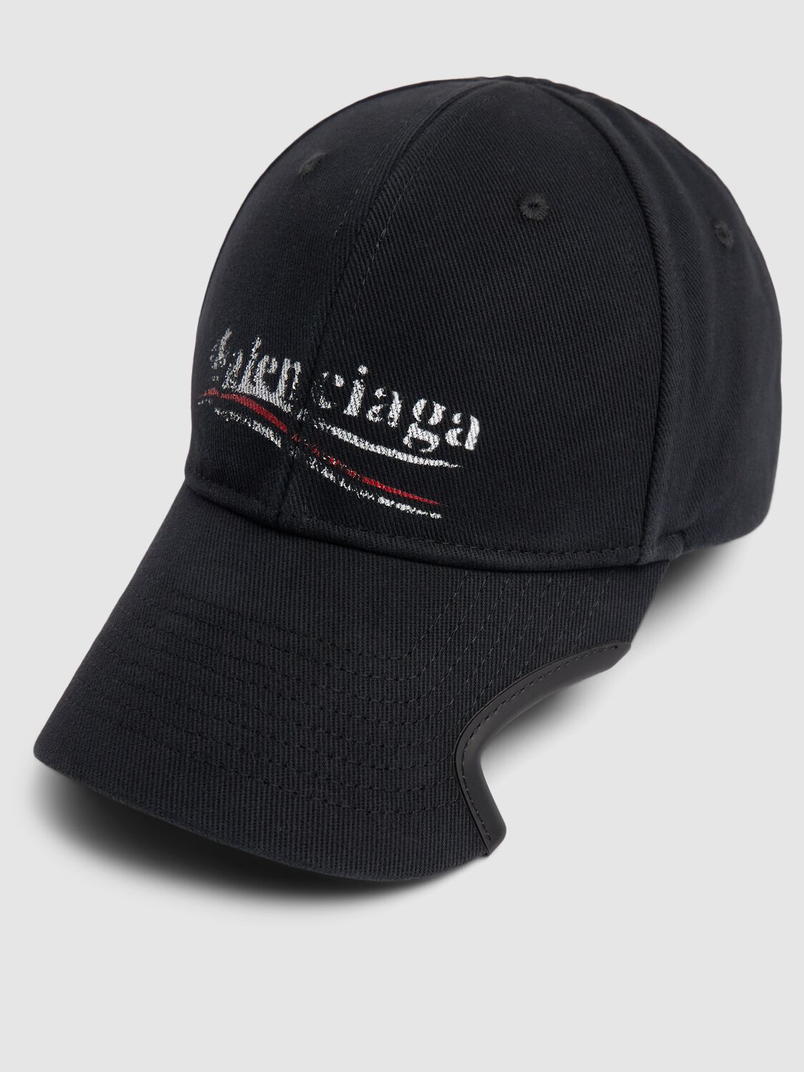 Shop Balenciaga Political Cotton Drill Cap In Black