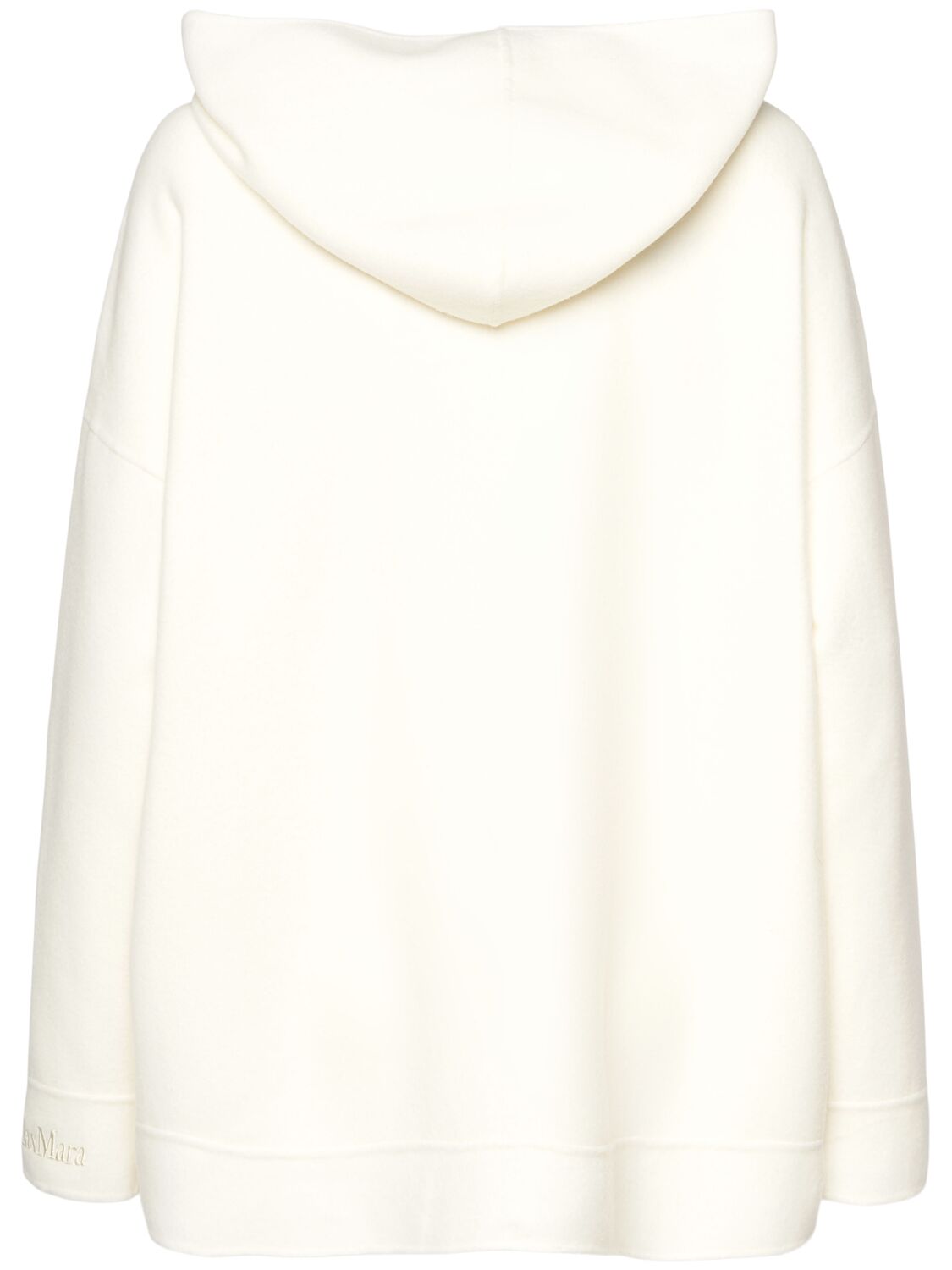 Shop Max Mara Saio Wool Blend Jersey Zip Hoodie In Ivory