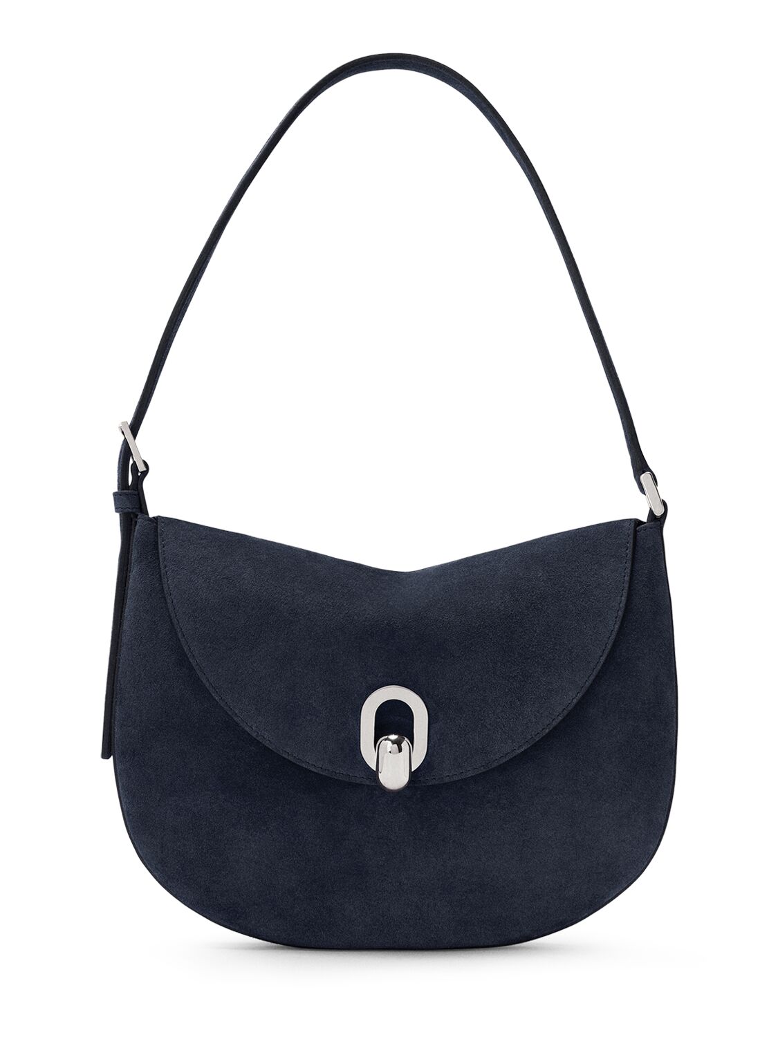 Savette The Small Tondo Suede Hobo Bag In Navy